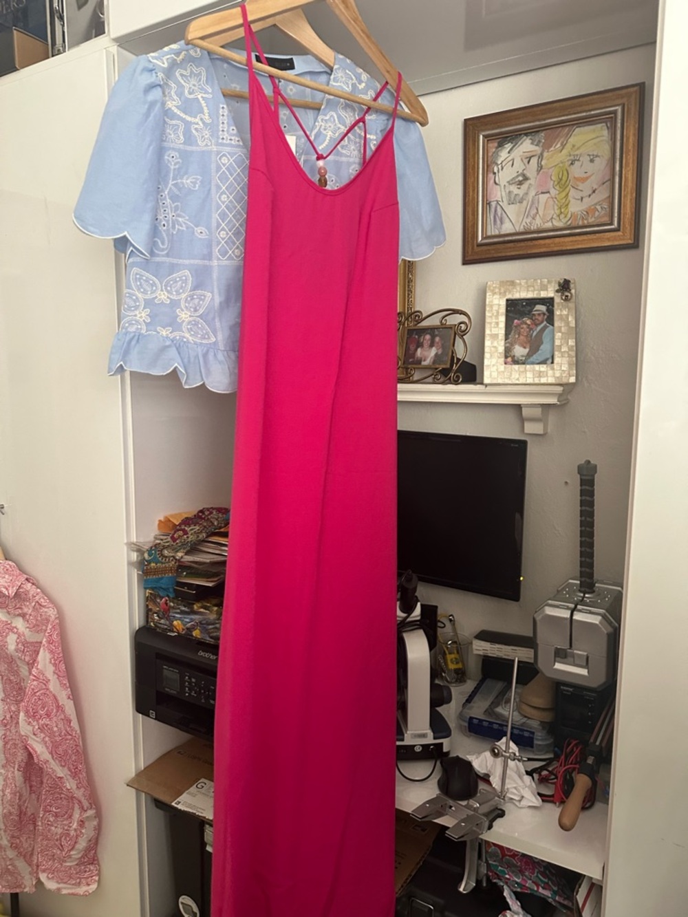 Hot Pink Spaghetti Strap Maxi Dress